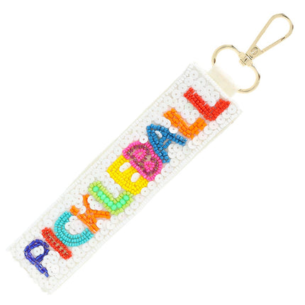 Pickleball Seed Beaded Sequin Rhinestone Keychain Fiesta