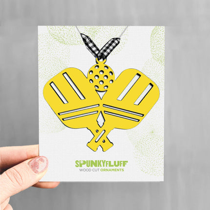 Pickleball Paddles Tree Ornament, Pickleball Lover Ornament Yellow