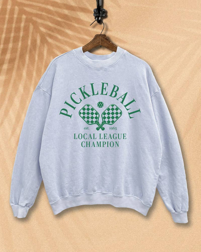 PICKLEBALL PRINT MINERAL WASH SWEATSHIRT BLUE