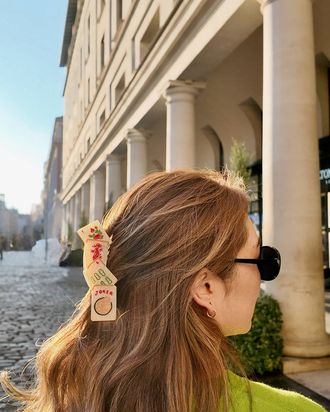 Hand-painted Mahjong Claw Hair Clip | Eco-Friendly