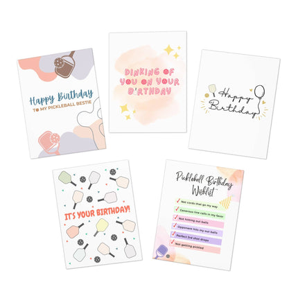 Pickleball Birthday Greeting Card Bundle Gift Set (Pack of 5)