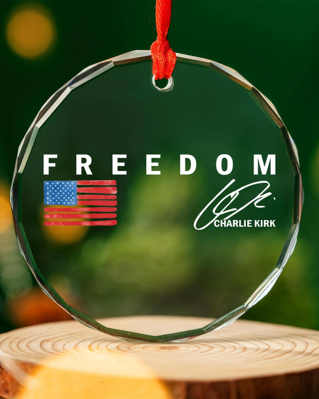 Freedom RIP Charlie Kirk 1993-2025 Glass Ornament, Speech