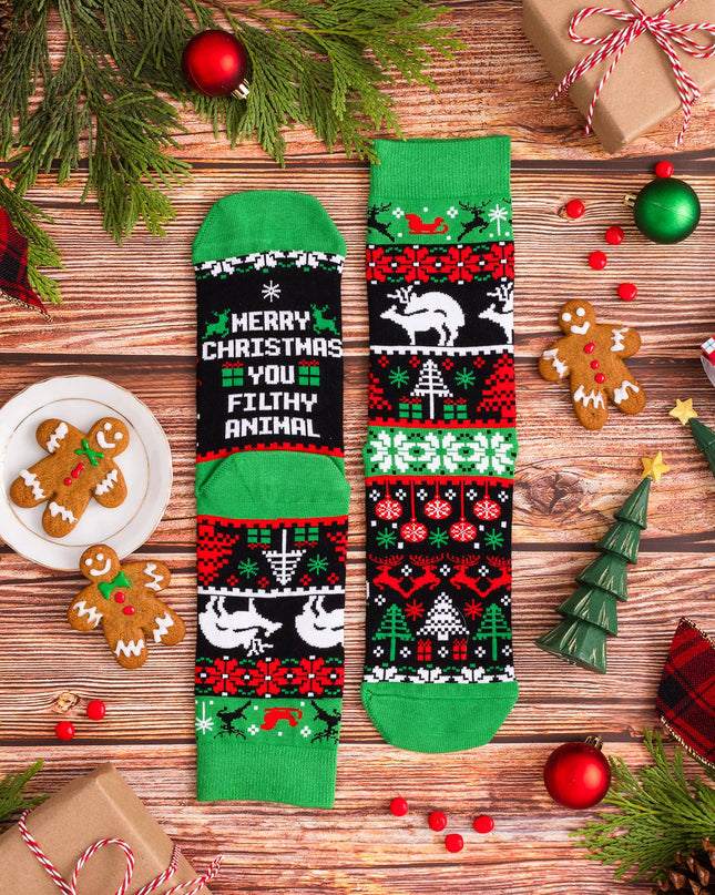 Merry Xmas You Filthy Animal Socks