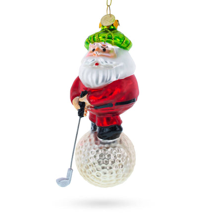 Santa the Golf Player Glass Ornament