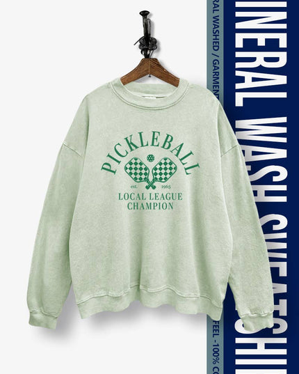 PICKLEBALL PRINT MINERAL WASH SWEATSHIRT BLUE