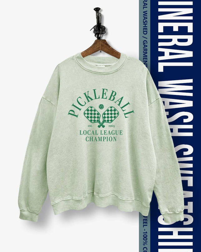 PICKLEBALL PRINT MINERAL WASH SWEATSHIRT BLUE