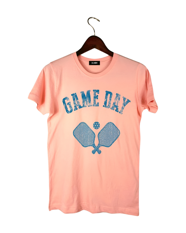 Game Day Tee Pickleball Cross Paddles Graphic Peach