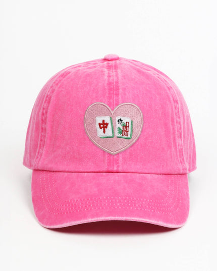 MAHJONG Heart Tiles Embroidered Baseball Cap