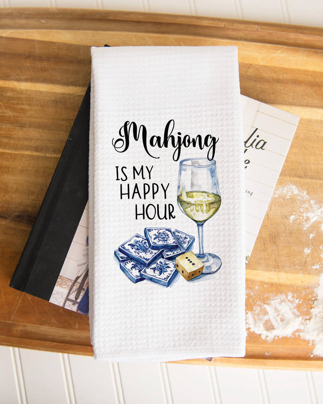 Mahjong Happy Hour Towel, Mahjong Tile Game Decor