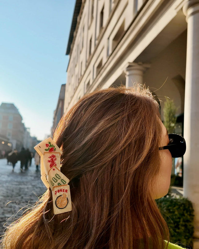 Hand-painted Mahjong Claw Hair Clip | Eco-Friendly