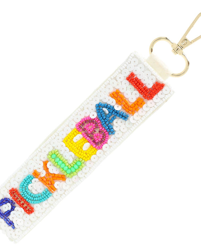Pickleball Seed Beaded Sequin Rhinestone Keychain Fiesta
