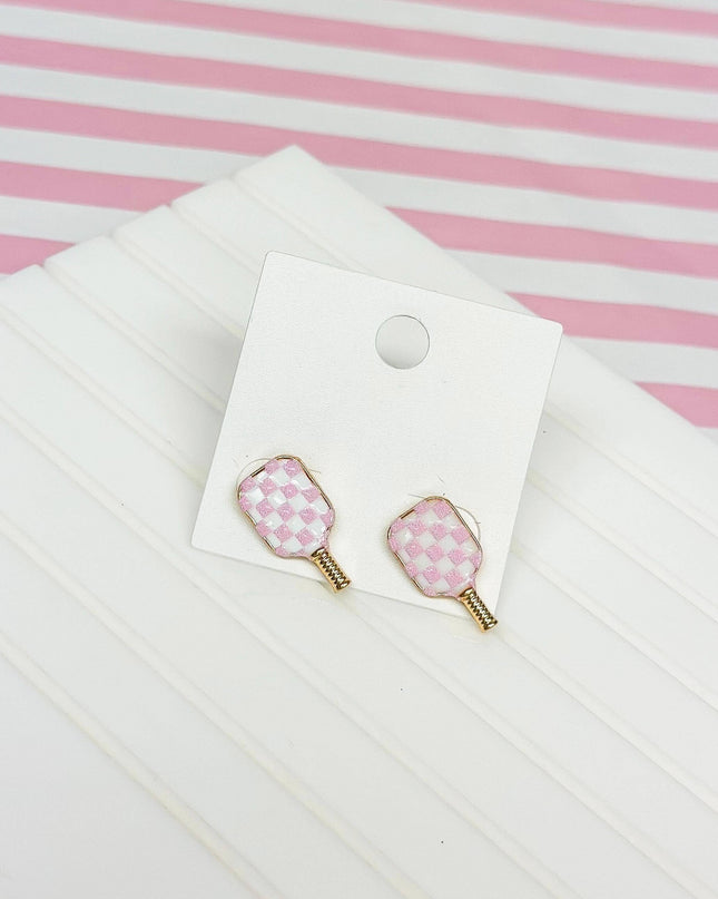 Enamel Pickleball Stud Earrings