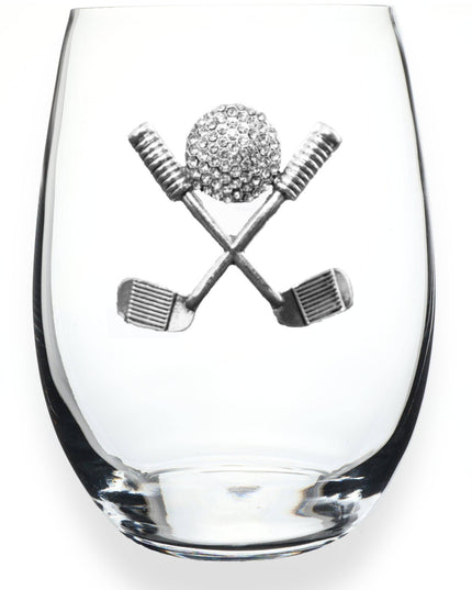 Golf Clubs and Ball Stemless Wine Glass