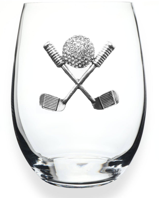 Golf Clubs and Ball Stemless Wine Glass