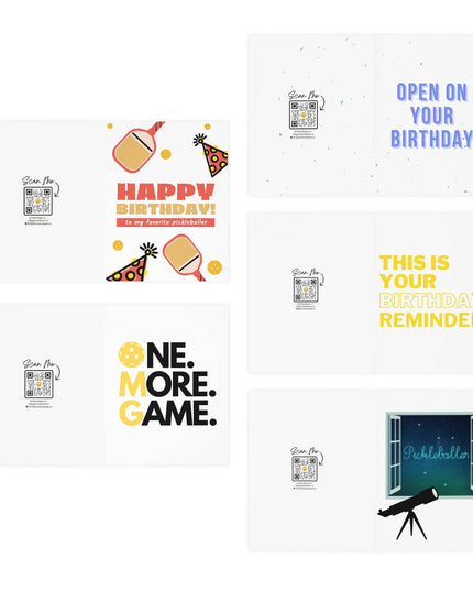 Happy Birthday Pickleball Greeting Card Bundle (Pack of 5)