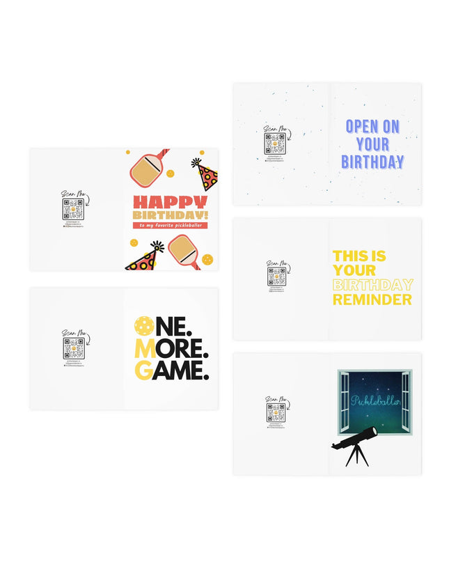 Happy Birthday Pickleball Greeting Card Bundle (Pack of 5)