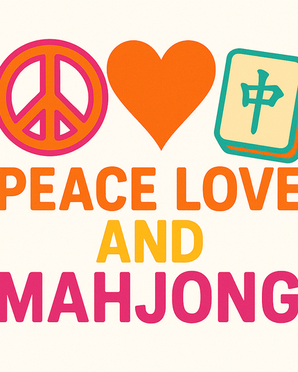 Peace Love and Mahjong Sticker – Retro 3" Square Vinyl for Mahjong Lovers