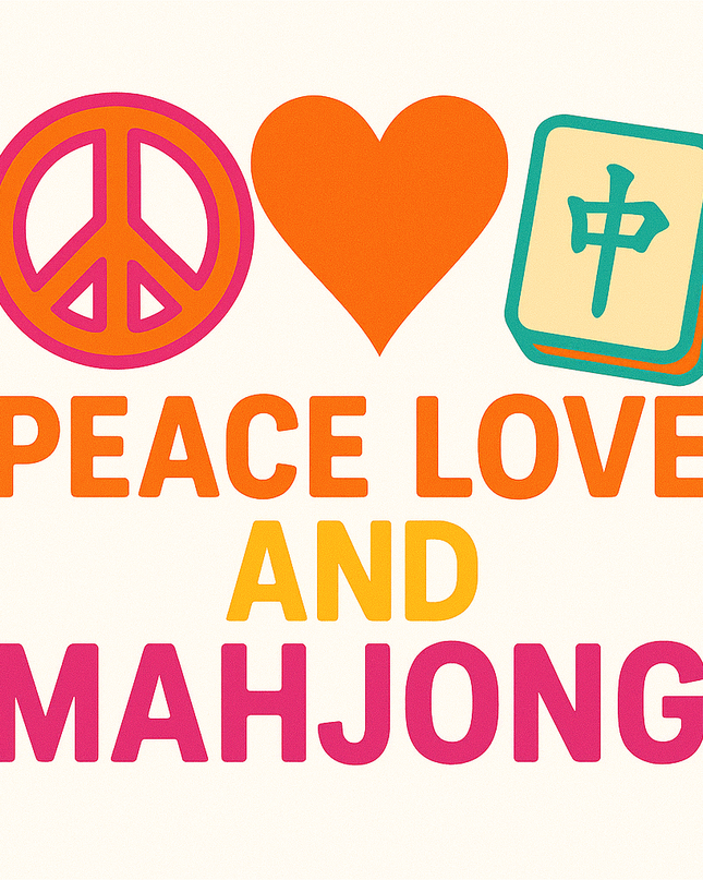 Peace Love and Mahjong Sticker – Retro 3" Square Vinyl for Mahjong Lovers