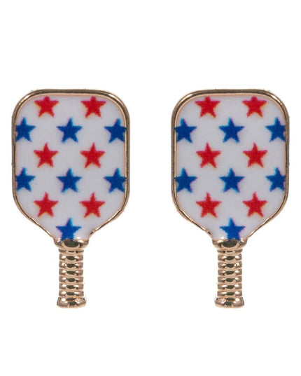 Pickleball Enamel American Flag Post Earrings