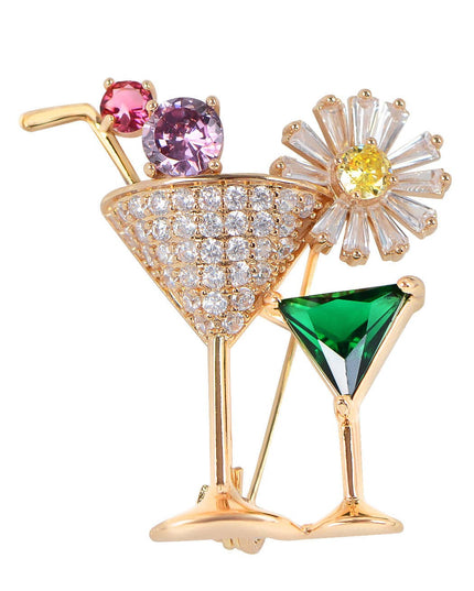 Copper Purple Cocktail Wine Cherry Glass Brooch Pin