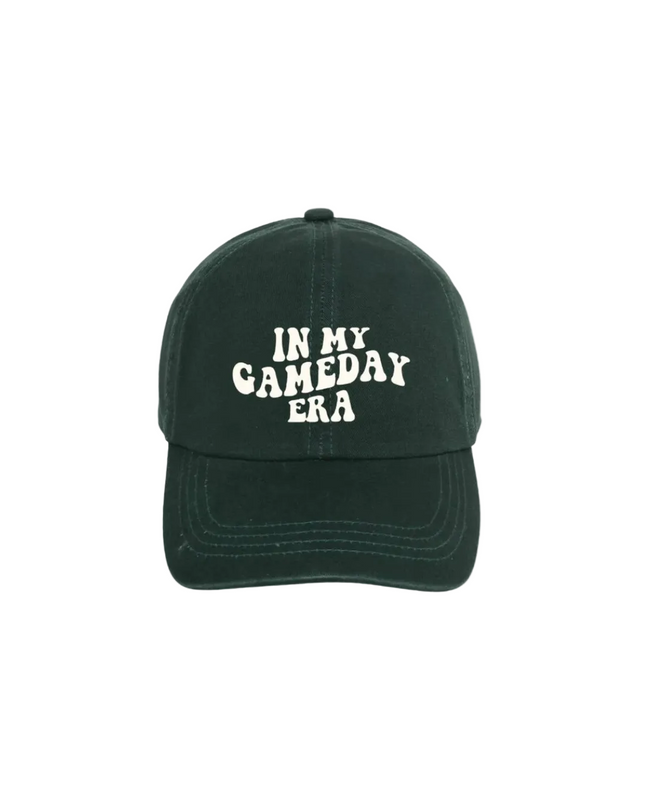 Black cap with 'IN MY GAME DAY ERA' text on a white background