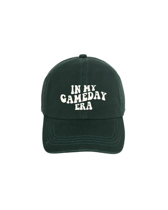 Black cap with 'IN MY GAME DAY ERA' text on a white background