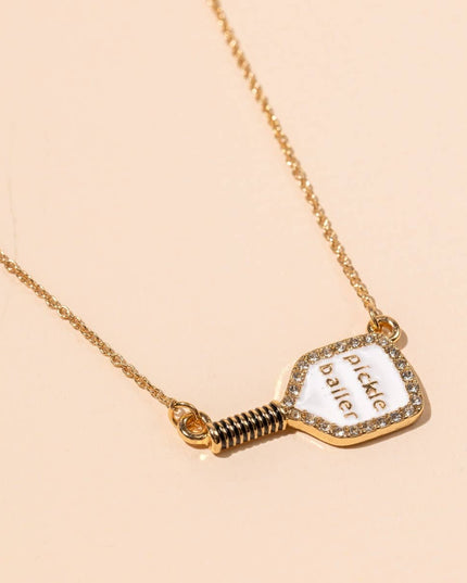 Enamel Pickle Baller 18K Gold Plated Short Necklace
