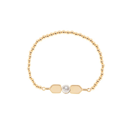 Pearl Pickleball Beaded Stretch Bracelet