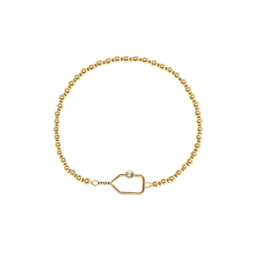 Pickleball Paddle Beaded Rhinestone Bracelet -Gold