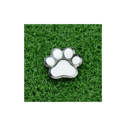 White Sparkle Paw Print Golf Ball Marker