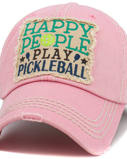 Happy People Play Pickleball Washed Vintage Ballcap