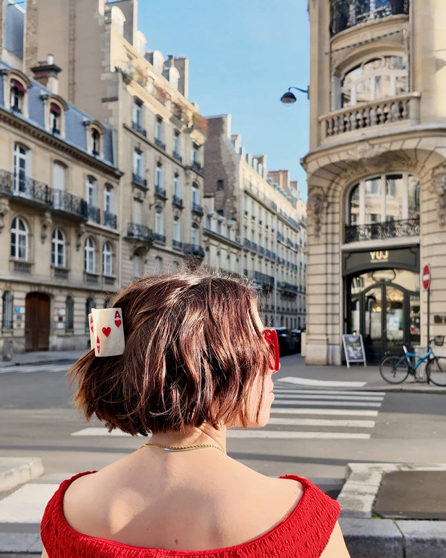 Hand-painted Mini Ace of Heart Claw Hair Clip