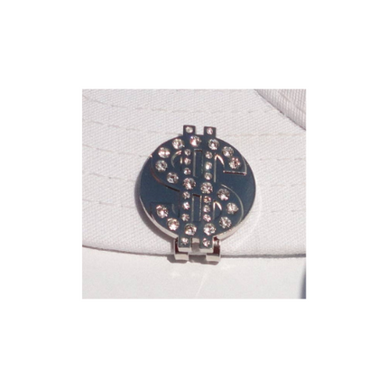 Dollar Sign Ball Marker with Clear Crystals