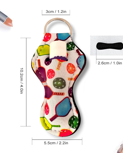 Chapstick Holder Keychain Pickleball Print