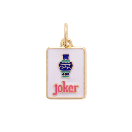 Joker Tile Charm in white, blue, and pink