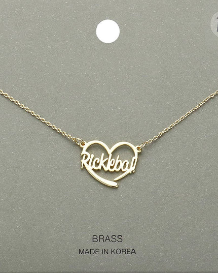 Brass Metal Pickleball Heart Pendant Necklace
