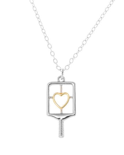 Pickleball Heart Paddle Necklace