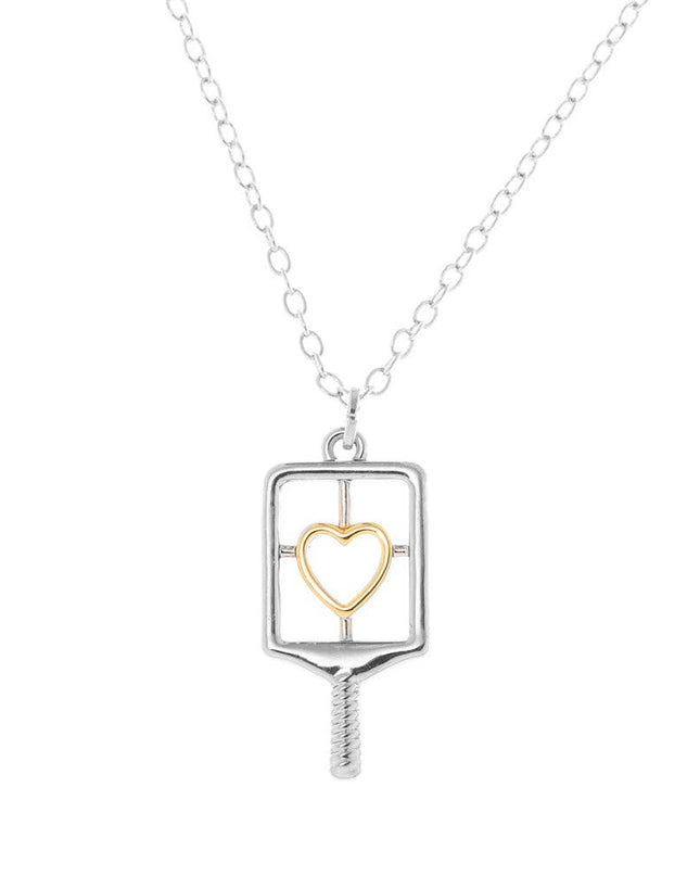 Pickleball Heart Paddle Necklace