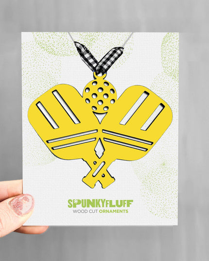 Pickleball Paddles Tree Ornament, Pickleball Lover Ornament Yellow