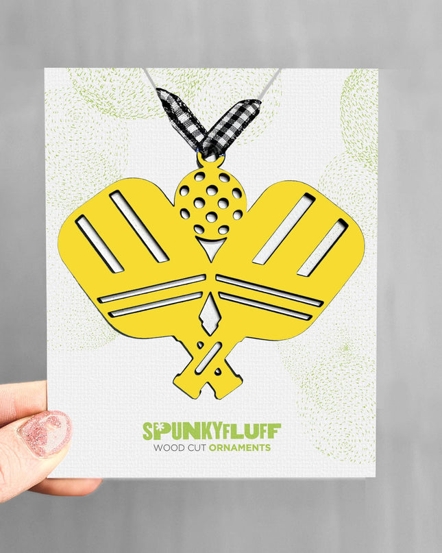 Pickleball Paddles Tree Ornament, Pickleball Lover Ornament Yellow