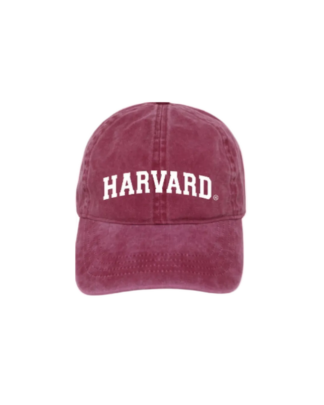 Maroon Harvard cap on a white background