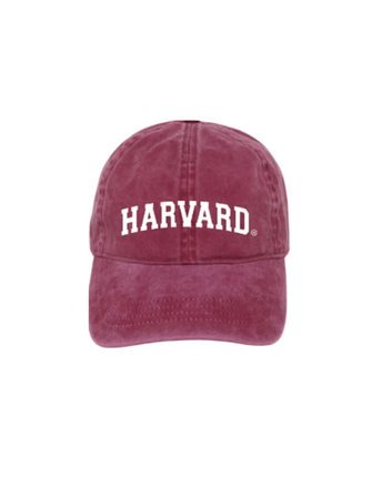 Maroon Harvard cap on a white background