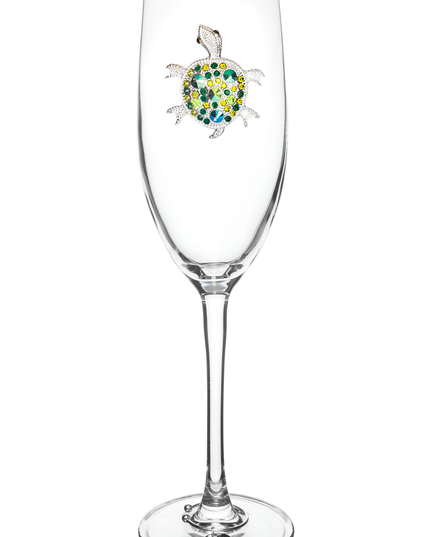 Sea Turtle Jeweled Champagne Flute