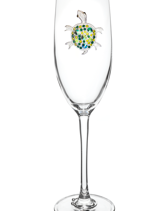 Sea Turtle Jeweled Champagne Flute
