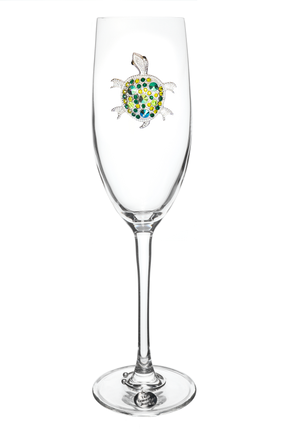 Sea Turtle Jeweled Champagne Flute