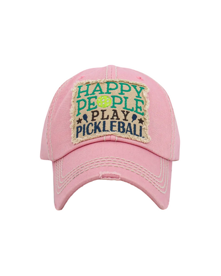Happy People Play Pickleball Washed Vintage Ballcap