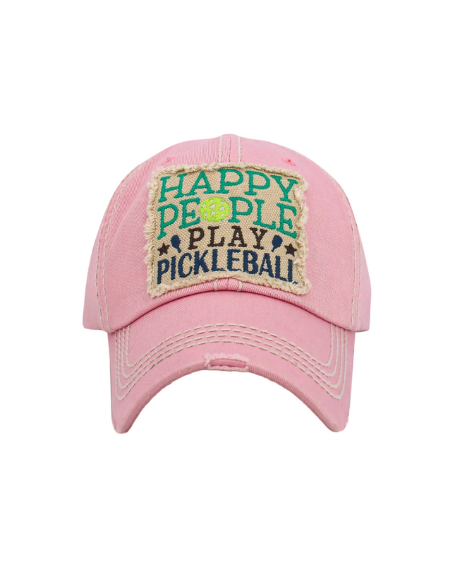 Happy People Play Pickleball Washed Vintage Ballcap