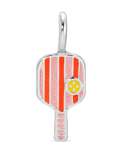 Silver Pickleball Paddle Charm