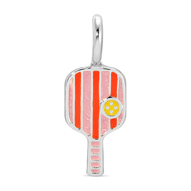 Silver Pickleball Paddle Charm