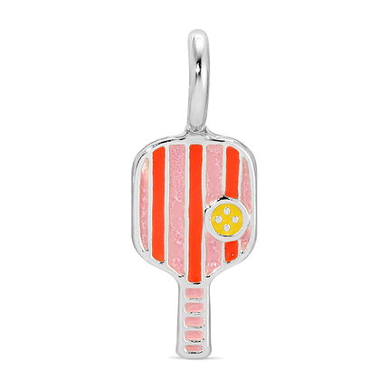Silver Pickleball Paddle Charm